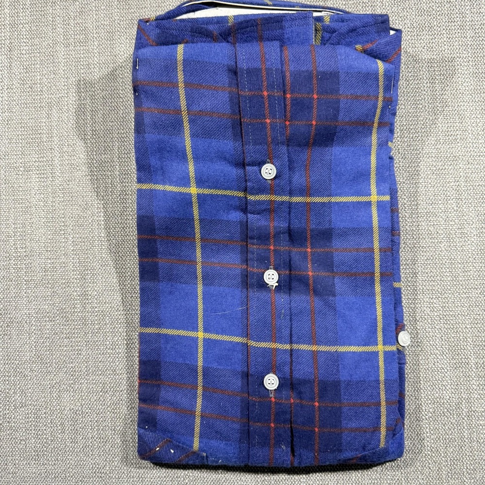Woodland Shirt Mens XL Blue Plaid Brushed Flannel Button Up Wrinkle Resistant - Picture 4 of 5